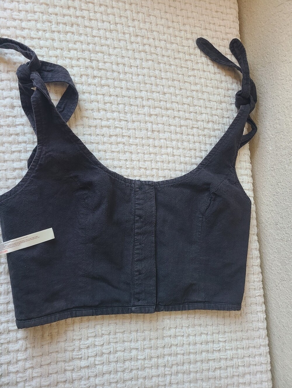 Free People Button-Front Tie-Strap Crop Size S - Picture 8 of 10